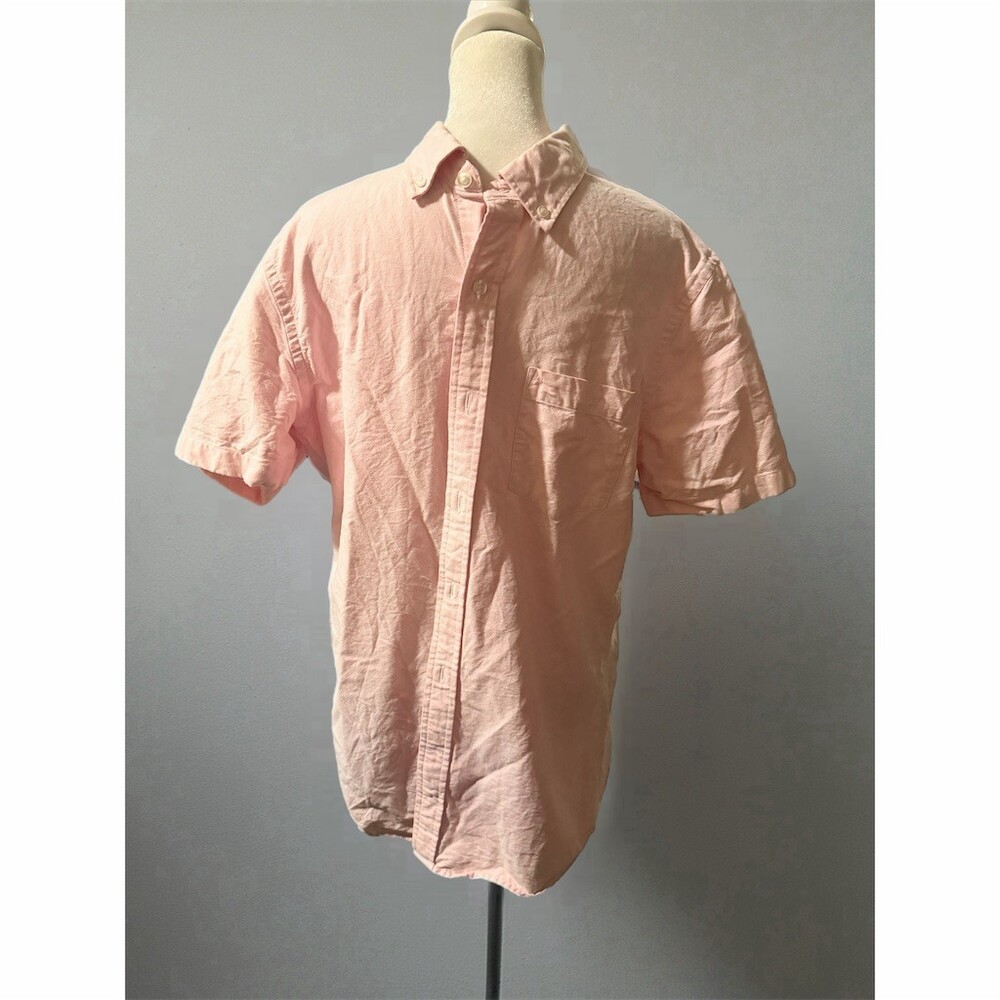 Goodthreads Men's Button-Up Shirt Size M Pink Short Sleeve Slim Fit Oxford